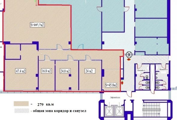 279 кв.м - 8 этаж, сектор В, арендная ставка 29 500 рублей за кв.м. в год